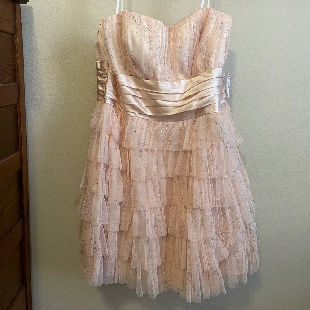 Deb peachy-pink party dress